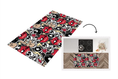 Keukenloper - Loper keuken - Rock - Rock 'n roll - Patroon - Doodshoofd - 120x60 cm - Keukenloper vinyl