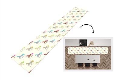 Keukenloper - Loper keuken - Meiden - Paarden - Patronen - 300x50 cm - Keukenloper vinyl