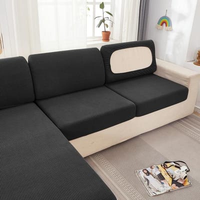 Waterdichte bankhoezen voor de woonkamer Geruite bankstoelhoezen Stretch bankkussenhoes Bankhoes Bankhoezen voor thuis 1R(50-63CM) zwart