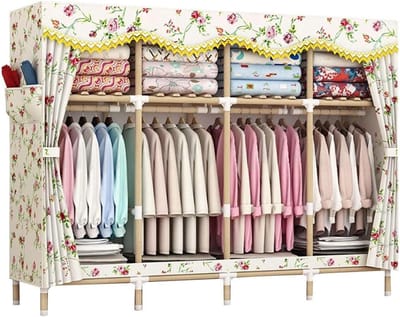 Houten Kledingrek - Garderobekast - Kleding Opbergen - Met Deksel - 168x45x170cm - Blauw