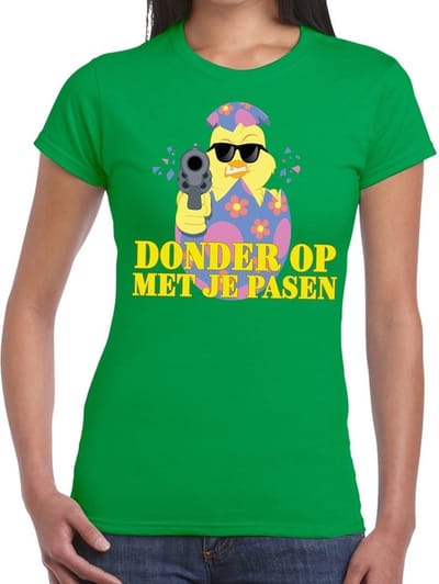Fout Paas t-shirt groen donder op met je Pasen voor dames - Pasen shirt S