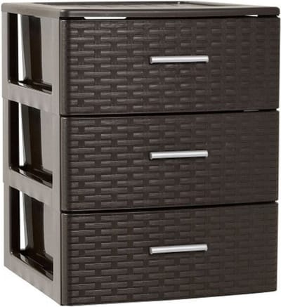 Plasticforte Bureau organizer - 3 lades - rotan bruin - 39 x 36 x 46 cm - Ladeblok