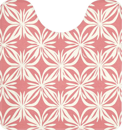WC mat met uitsparing 55x60 cm - Antislip - Roze - Bloemenmotief - Wit - Modern - Toiletmat met uitsnijding - Vloermat - Douchemat - Toilet tapijt - Toiletmatten