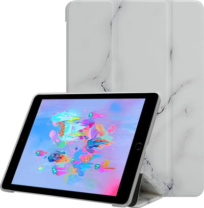 Cadorabo Tablet Hoesje geschikt voor Apple iPad AIR 2 2014 / AIR 2013 / PRO (9.7 Zoll) - Design Wit Marmer - Ultra dunne beschermhoes gemaakt van flexibel TPU silicone met standfunctie