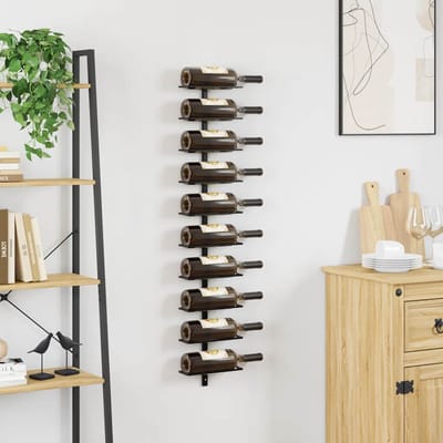 vidaXL - Wijnrek - voor - 10 - flessen - wandmontage - metaal - zwart