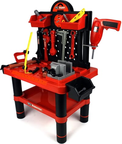 Werkbank kind - speelgoed gereedschap - 57x32x68cm - rood zwart
