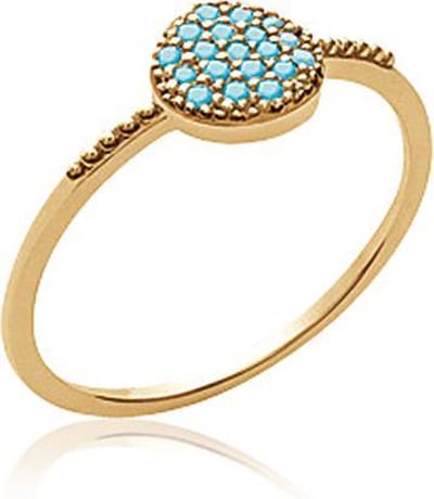 Amanto Ring Dorien - 925 Zilver Verguld - Turkoois - ∅8mm - Maat 52 - 16,5mm
