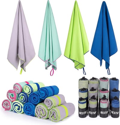Microfibre Towel Quick Drying Compact Ultra Light Sports Towels Perfect for Travel, Beach, Fitness (Grey, 90x180cm)