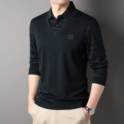 Nieuwe Lente- en Herfstvakantie Twee Delen Lange Mouwen T-shirts, Modieuze Casual Jassen, Trendy T-shirts voor Mannen 3XL