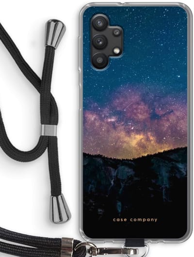 Case Company® - Hoesje met koord geschikt voor Samsung Galaxy A32 5G hoesje met Koord - Travel to space - Telefoonhoesje met Zwart Koord - Bescherming aan alle Kanten en Over de Schermrand