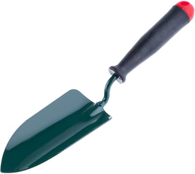 Bloemenkels, robuuste tuinschep van metaal en kunststof, tuinschep met handvat, bloemenschep voor tuin, bloemen, planten, om aan en toe te planten, plantenschep (groen)
