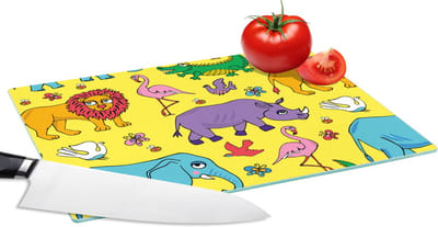 Glazen Snijplank - 28x20 - Flamingo - Dieren - Patroon - Snijplanken Glas