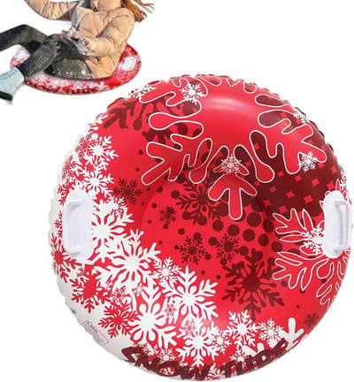 Opblaasbare Snow Tube Slee Rood – Extra Stevig PVC – Met Voetpomp & Handgrepen – Sneeuwband voor Kinderen en Volwassenen – Wintersport Slee