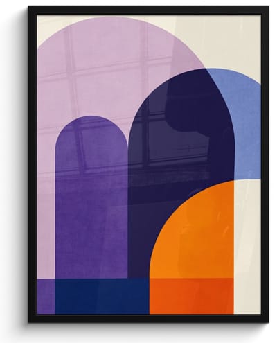 Poster in lijst - Fotolijst 50x70 cm - Posters - Vormen - Abstract - Grafisch - Oranje - Posterlijst zwart - Decoratie - Wanddecoratie woonkamer - Muurdecoratie slaapkamer