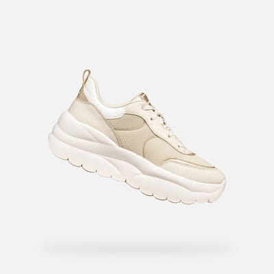 GEOX XTORS DAMES Sneakers - MELKWIT/LICHT GOUD - Maat 40