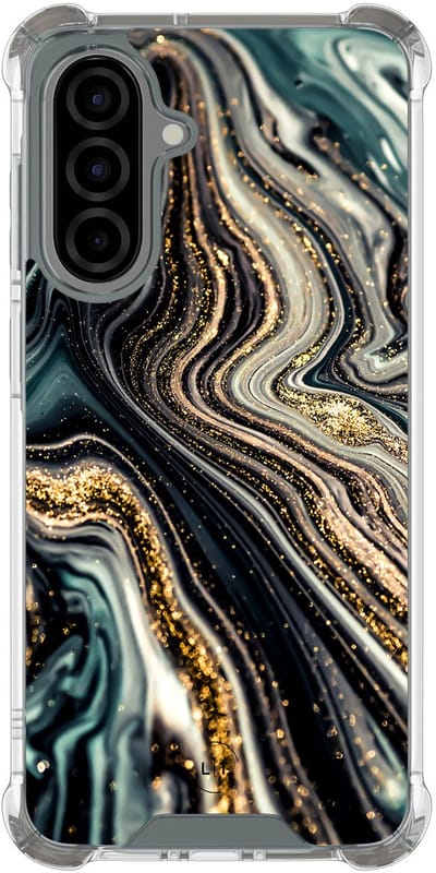 Shockproof hoesje - Geschikt voor Samsung Galaxy A56 - Marmer swirl - Extra sterke case - TPU/polycarbonaat - Marmer - Multi, Transparant