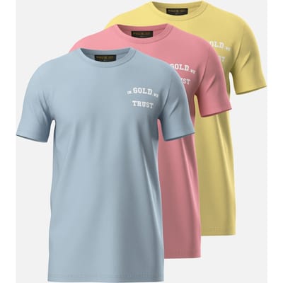 In Gold We Trust Basic T-shirt 3-pack Blue/pearl/lime Maat: XS | Outlet | Unisex | Blauw