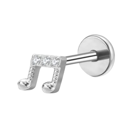 Piercing titanium intern schroefdraad Music Note - zilver - LMPiercings