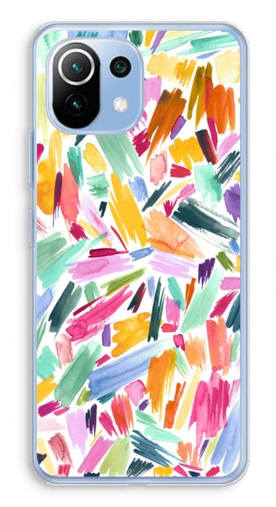 Case Company® - Hoesje geschikt voor Xiaomi Mi 11 Lite hoesje - Watercolor Brushstrokes - Soft Cover Telefoonhoesje - Bescherming aan alle Kanten en Schermrand