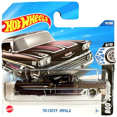 HOT WHEELS '58 CHEVY IMPALA 111/250 PURPER PINK 1:64 HW ROD SQUAD 8/10