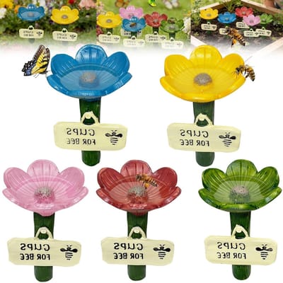 5 Stuks Insectendrinkbakken voor de Tuin, Bijendrinkstations en Vlinderbekers in Kleurrijke Bloemenvorm, Ideaal voor Bijen en Vlinders