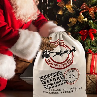 Dailygoods- Kerstsok Grote Crème - Kerstzak/Tas - Perfect voor Cadeaus - Trekkoord - Gepersonaliseerd - Feestelijk Ontwerp - Kersttas
