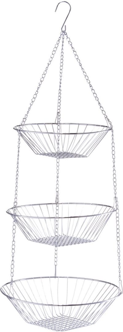 Lifetime Cooking fruitschaal 3-laags hangend 70 x 25 cm zilver