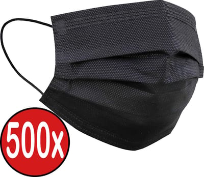 Mondkapje Wegwerp Zwart Mondmasker Mondkapje Wegwerp Mondkapjes Niet Medisch Universeel - 500x