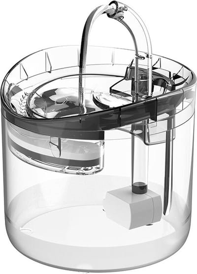 DrPhone Alupet4 Drinkfontein - Waterfontein – 1.8L - Automatische SmartSensor Aan/uit-sensor + Automatische drinkfontein - Water voor kat + 1 Filter + Adapter - Transparant