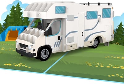 3D Pop-Up Kaart - Camping Met Camper - Unieke Verjaardagskaart