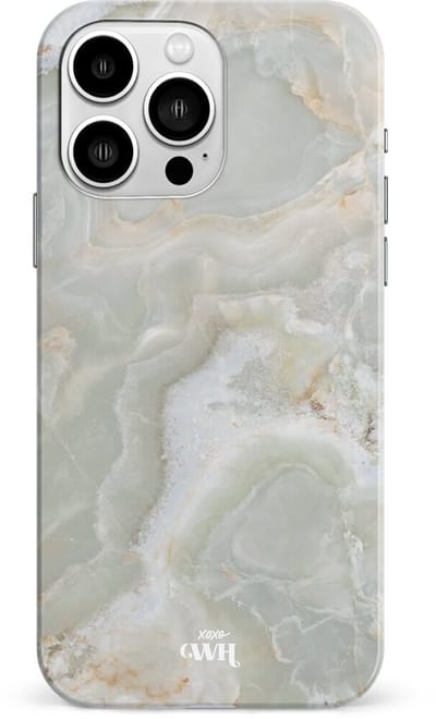 xoxo Wildhearts Marble Green Illusion - Single Layer - Hoesje geschikt voor iPhone 13 Pro - Marmer hoesje shockproof groen - Hard Case geschikt voor iPhone 13 Pro - Groen