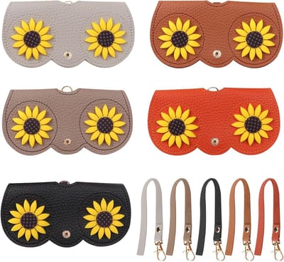Set van 5 Zachte PU Leren Zonnebril Etuis, Multifunctionele Bril Pouches voor Volwassenen en Kinderen in Diverse Kleuren
