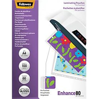 Fellowes lamineerhoezen A4 - glanzend - geperforeerd - 80 micron - 100 stuks