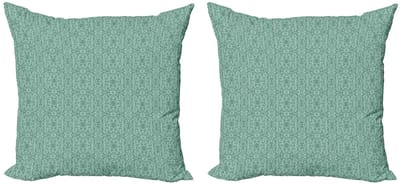 ABAKUHAUS Kussenhoes Set – 2x50x50 cm – Turkoois Zeeschaal – Dubbelzijdig