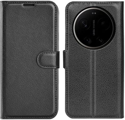 Hoesje geschikt voor Xiaomi 17 Ultra - Phonesta Litchi Skin Book Wallet Case - Zwart