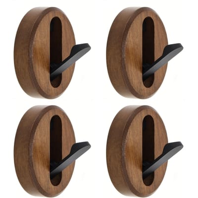 4 pièces Crochets pliants pour manteaux en bois ronds style ferme Crochets muraux pliables pour suspendre vêtements serviettes chapeau sac à dos sac à main Noir