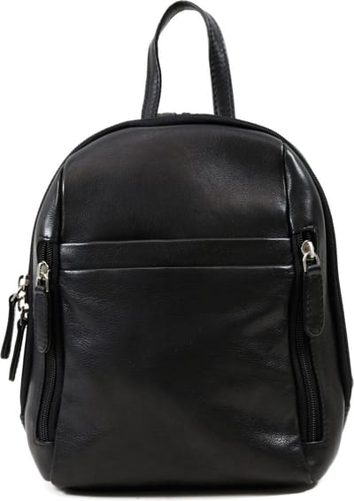 MAESTRO Leren Rugzak City Backpack Black Zwart