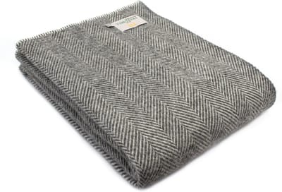 Plaid zonder franje Visgraat Grijs (Slate) - 140x200 - Nieuw Wol - Tweedmill UK