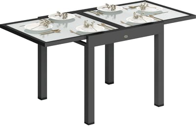 Outsunny uitschuifbare eettafel voor buiten - Aluminium - 160x80x75cm - Transparant