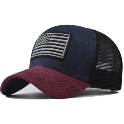 Casquette de Baseball Tactique Hommes Femmes Coton Drapeau USA Unisexe Chapeau d'Extérieur pour la Course à Pied Adjustable black