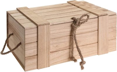 Dailygoods - Houten Kist met Deksel - Bruine Schatkist 18 x 42 x 30 cm