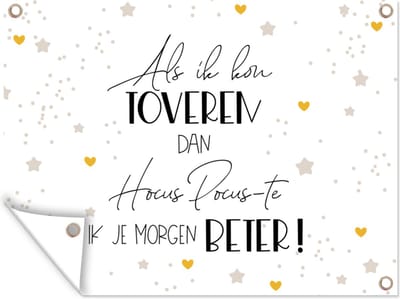 Muurdecoratie buiten Beterschap - Quote - Sterren - Toveren - 160x120 cm - Tuindoek