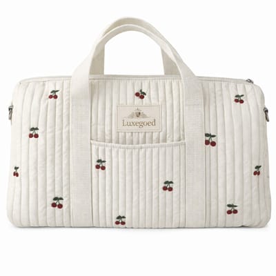 Luxegoed® Luiertas Rugzak, Verzorgingstas voor aan de kinderwagen en Buggy – Schoudertas – Kersen - XL