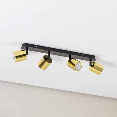 Luminex Plafondspot Demia, zwart/messingkleurig, 66 cm, GU10