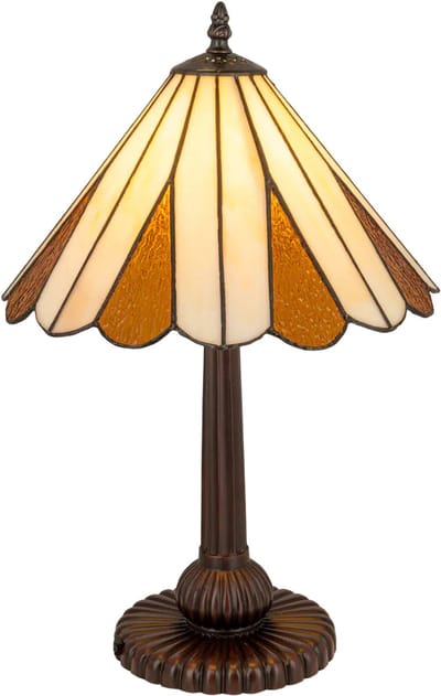 Tiffany tafellamp Klassiek – Crème-amber – Ø 30 cm – Glas in lood – Warm licht | RORUVERA