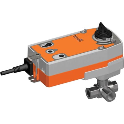 Belimo 3-Weg Kogelkraan Rp1/2 Kvs5.5 24-125VDC/24-240VAC Fail-Safe 75s 2-Punt 20Nm IP54 SPDT R3015-BL1/SRFA-S2