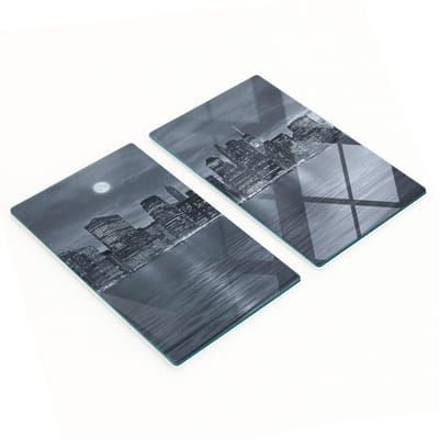 Decoratieve glazen snij- en serveerplanken New York 's nachts 2x30x52 cm
