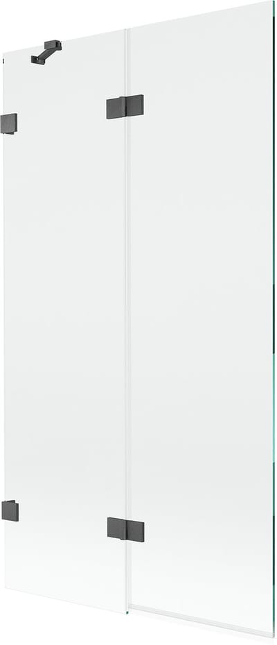 Mexen Lunar badwand 2-delige linkerkant 100 x 150 , transparant, geborsteld pistoolgrijs - 897-100-100-66-00-L