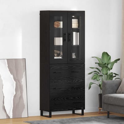 vidaXL - Highboard - 2 - st - Zwart - Eiken - 69,5 - x - 34 - x - 180 - cm - Bewerkt - hout