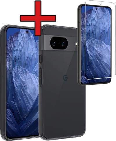 Hoesje - Met Screenprotector - Geschikt voor Google Pixel 8a - Sterk & Shockproof - Telefoon Hoes - Back Cover - Siliconen Case - Telefoonhoes - Transparant